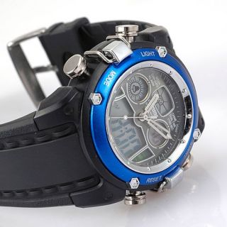  OSHEN Dual Display Mens Boy Silicon Sport Wrist Watch + Gift Box Tin