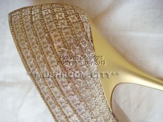 Girli sh Sergio Rossi Glittering Golden Sequins Peeptoe Heels