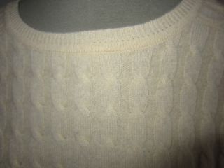 Valerie Stevens s 100 Cashmere Cableknit Pale Yellow Sweater Excellent