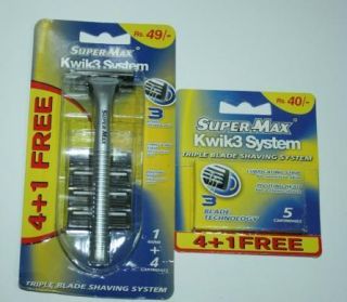 10 Supermax KWIK3 Refills Blades Razor Fits Gillette Sensor3 Excel