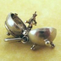 Vintage English Silver NUVO OPENING CAULDRON Charm ~ Opens to Witch on