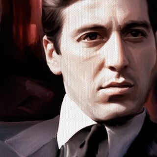 Godfather Al Pacino Marlon Brando Movie DVD Painting Canvas Giclee