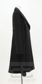 Giorgio Armani Black Wool Silk Satin Mid Length Evening Coat Size 46