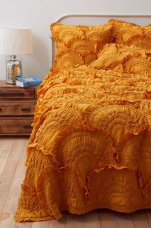   ANTHROPOLOGIE Rivulets QUEEN QUILT w 2 Shams GOLD Comforter Bedding