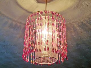 Girls Lamp Shade Pendant Ceiling Light Retro Kids Pink Lilac Voile