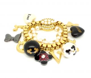 Disney Couture Minnie Mawi Gold Love Charm Bracelet