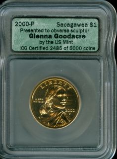 2000 P Goodacre Presentation Sacagawea Dollar RARE Icg★