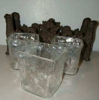  Collection Gracious Goods Rectangular 3 Glass Candle Holder Reversible