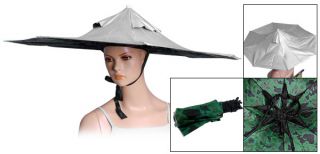 Gray Canopy 8 Ribs Umbrella Headwear Hat for Fishing