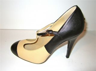 Chanel Tan Black CC Logo Maryjane Classic Heels Shoes 37 7 $750