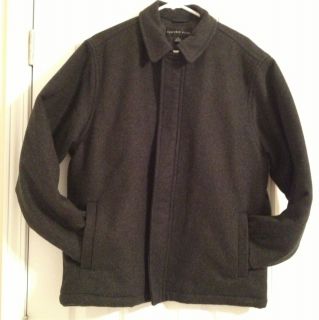 Geoffrey Beene Mens Wool Blend Pea Coat Zipper Front Jacket Coat Gray
