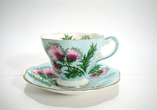 Vintage Foley Glengarry Thistle Tea Cup Saucer