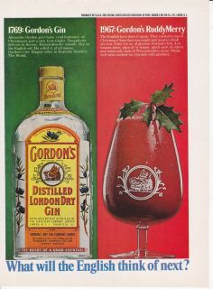 Original Print Ad 1967 1769 Gordons Gin 1967 Gordons Ruddymerry