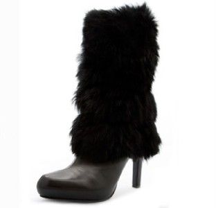 Womens Erica Giuliani Black Rabbit Fur Boot Covers