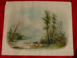 1893 William Henry Chandler Litho An Outing on Lake George Muller