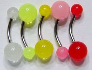 Glow in The Dark Belly Rings UV Acrylic Balls 5 Colors