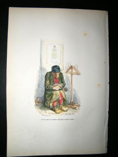 Grandville Des Animaux 1842 Hand Col Print Church Rat