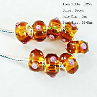  Silver Plated Lampwork Murano Glass Beads for Bracelet Jewelry