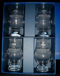 Macallan Scotch Whisky Glencairn Crystal Four Glass Boxed Set