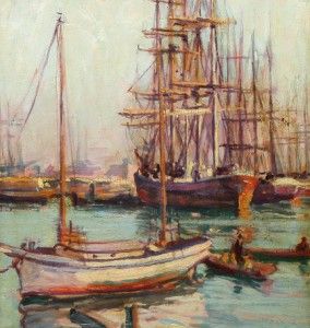 Karl Godwin Listed New York City Harbor Fishing Boats Impressionist