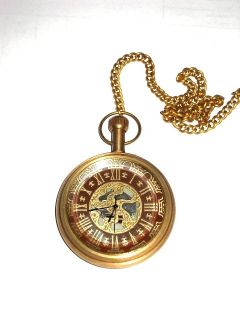 BRASS Dial Pocket Watch With Chain Grand Father Pocket Gifts golden