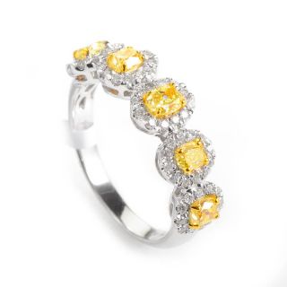 Dazzling 18K White Yellow Gold Diamond Band Ring