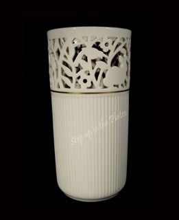 Lenox China GLENWOOD Tracery Pierced Vase w/ Woodland Animals 1980s
