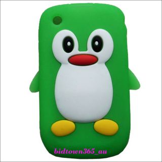 For Blackberry Curve 8520 9300 3G 9330 Green Penguin Gel Silicone Case