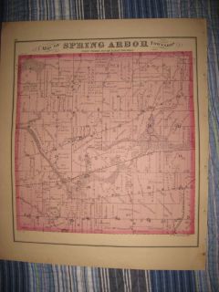 Antique 1874 Spring Arbor Grass Lake Township Jackson County Michigan