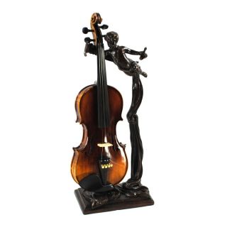  Strings World Artisan Violin Stand   Greek Harpist   Aged Bronze