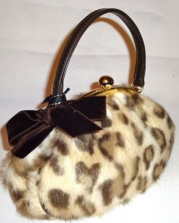 New Glenda Gies Baby Chloe Leopard Fur Leather Bag Handbag Purse NWT