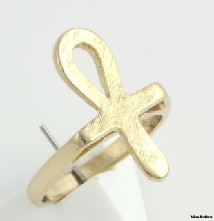 Ankh Ring   14k Yellow Gold Egyptian Cross Textured Key of Life Cross