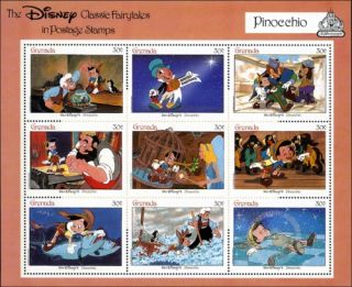 Disney Classic Fairytales Six Souvenir Sheets Grenada