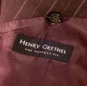 62 L Henry Grethel Brown Stripe Wool 2 BTN Mens Jacket Sport Coat