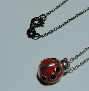 Adorable Ladybug Necklace on Sterling Silver New 18 Chain Gift