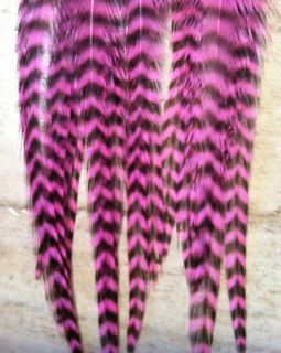 Grizzly Rooster Feathers Hair Extention Pink Grizzly 10