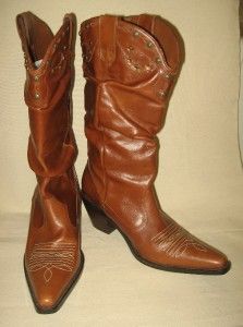 Gillian Julius Brown Leather Cowboy Boots Sz 10 RARE