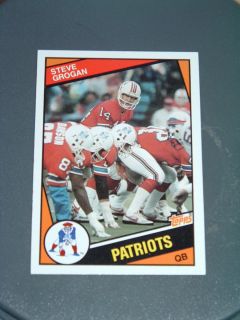 Steve Grogan QB New England Patriots Topps 1984 Excellent