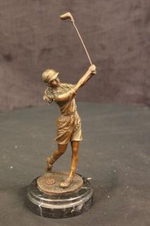  Sculpture Statue Figure Golf Player Lady Girl Golfer Decor