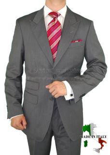 Gino Valentino $1498 Mens Suit Wool A135 Gray 44S