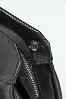 Giorgio Armani Ladies Small Shoulder Bag Black Leather w Silver Zipper