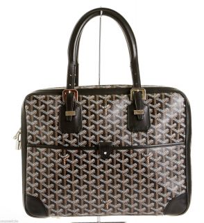 Goyard Black and Tan Diplomate Business Handbag
