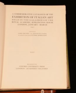 1931 2vol Commemorative Catalogue Exhibition of Italian Art Lord