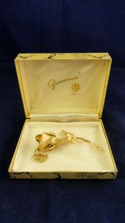 Giovanni Cerrito Vintage Goldtone Rose Brooch Signed