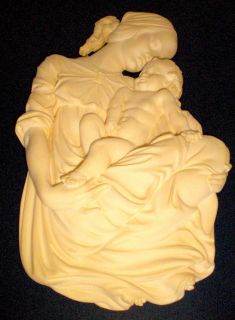 OLD COLLECTIBLE ARTIST SULPTURE A GIANNELLI MOTHER & CHILD PLAQUE FREE