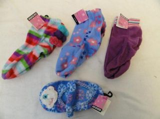 Lot of 4 Joe Boxer Girls Socks Slipper Fleece Holiday Booties Sock