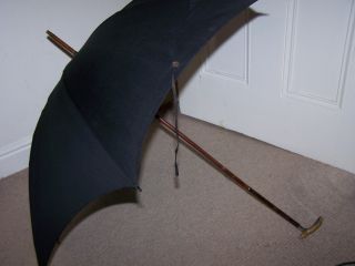 Victorian Sterling Silver Paragon Parasol Umbrella Celluloid & Cane S