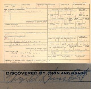 Virgil I Grissom Mercury Astronaut HANDSIGNED F 106 Discrepancy Report
