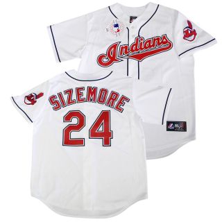 Indians Grady Sizemore White Sewn Jersey with Patch XL
