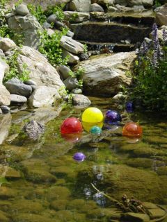  Small Multicolored Hand Blown Glass Floats Gazing Garden Balls